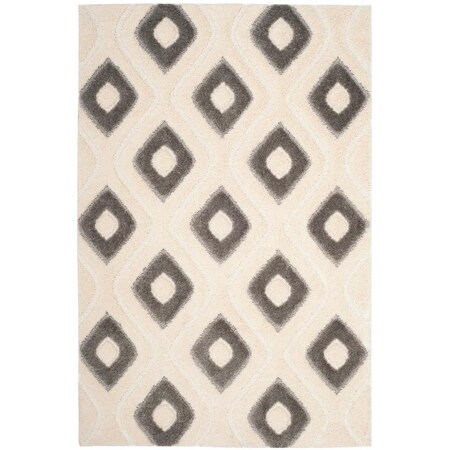 Safavieh 4 x 6 ft. Olympia Shag Power Loomed Medium Rectangle Area Rug, Cream and Grey OSG325A-4